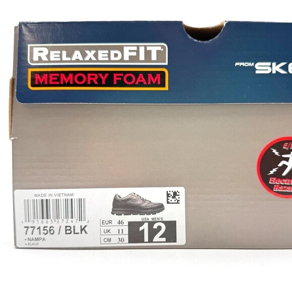 NEW Skechers Men's Slip Resistant Memory Foam Lace Up Work Shoes 77156 Black - Picture 12 of 12